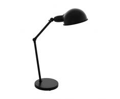EGLO Tischlampe Exmoor, 1 flammige Tischleuchte Vintage, Industrial, Retro, Schreibtischlampe aus Stahl, Nachttischlampe, Bürolampe in Schwarz, Lampe mit Schalter, E27 Fassung