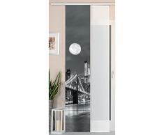 Gardinenbox 2er Set Schiebegardine Flächenvorhang Wildseide Optik und Voile Paneel, 245x45, Brücke, 80400