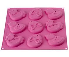 silikomart 195081 9-er Silikon-Backform Ostern/Easter Cookies, 3 Motive, fuxsia
