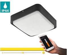 EGLO connect LED Außen-Deckenlampe Piove-C, Smart Home Außenleuchte für Wand und Decke, Deckenleuchte aus Aluguss und Kunststoff, Farbe: Schwarz, weiß, warmweiß, dimmbar, IP44