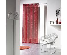 Douceur DIntérieur - 1623656, Gardine Mit Osen, 140 X 240 cm, Bully, Voile Bedruckt Silber, Rot