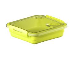 Rotho Memory Mikrowellendose mit Deckel und Ventil quadratisch 0,56 l, Kunststoff (BPA-frei), gelb / transparent, 0,56 Liter (16 x 15 x 4,7 cm)