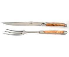 Forge de Laguiole Tranchierbesteck | 2 Mitres - Olivenholz - Finish Matt - kleines Model