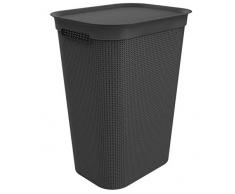 Rotho Brisen Wäschekorb mit Deckel 50 l, Kunststoff (PP), Schwarz, 50 Liter (43 x 34 x 53 cm)