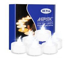 AGPTEK, 60 LED-Teelichter, kaltweiß, für Hochzeit, Party, Halloween, Weihnachten, Festivals, Dekoration, Anlässe