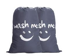 IHOMAGIC Wäschesack, groß, faltbar, Aufbewahrungstasche aus Nylon 2pack Gray-Smile Laundry Bag