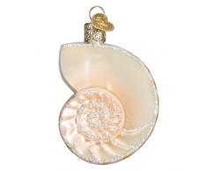 Old World Christbaumschmuck, Glas, geblasen, mit S-Haken und Geschenkbox, Muschel-Design Nautilus Shell