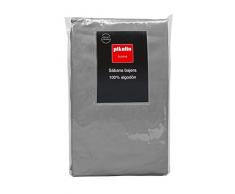 Pikolin Home - Spannbetttuch regulierbar, 100% Baumwolle, 90 x 200 cm, Bett 80/90, grau