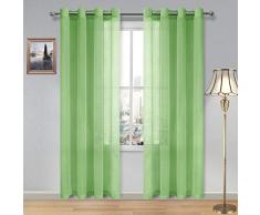 DWCN Vorhang, Leinenoptik, halbtransparent, Ösenvorhang, Voile, durchscheinend, 2 Stück 52x95 graugrün