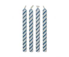 PME CA034 Blau gestreifte Kerzen, klein, 24 Stück, Kunststoff, Blue, 0.4 x 0.5 x 4.8 cm
