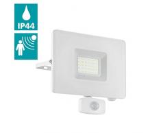 EGLO LED Außen-Strahler Faedo 3, 1 flammige Außenleuchte inkl. Bewegungsmelder, Sensor-Wandstrahler aus Alu, Farbe: Weiß, Glas: klar, 50 Watt, IP44