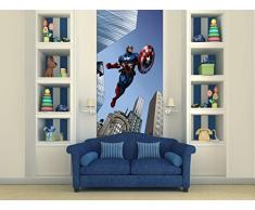 AG Design FTDv 1826 Avengers Marvel Captain America, Papier Fototapete Kinderzimmer - 90x202 cm - 1 Teil, Papier, multicolor, 0,1 x 90 x 202 cm
