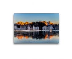 Premium Textil-Leinwand 45 x 30 cm Quer-Format Morgenfrost am Schwarzsee vor dem Wilden KAiser | Wandbild, HD-Bild auf Keilrahmen, Fertigbild auf hochwertigem Vlies, Leinwanddruck von Peter Überall