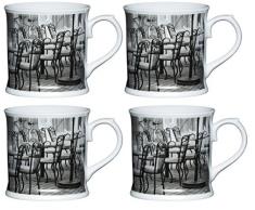 Kitchen Craft Porzellan Cafe Stuhl bierkrugförmig Tasse, Multi/Farbe (Set von 4),