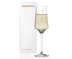 RITZENHOFF Prosecco Proseccoglas von Marvin Benzoni (Monarch Couple), aus Kristallglas, 233 ml, mit echtem Gold und Platin