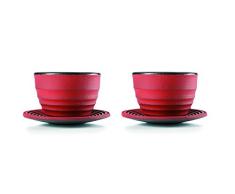 IBILI 624450 Set 2 + 2 Becher mit Teller Hanoi, Stahl, rot, 5 x 8 x 10 cm
