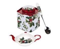 The Holly & Ivy Dose Caddy/Löffel/Löffel Rest Tee-Set, Mehrfarbig, 3-teilig