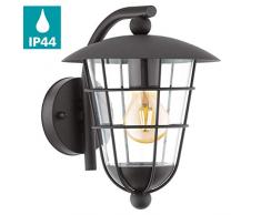 EGLO Außen-Wandlampe Pulfero, 1 flammige Außenleuchte, Wandleuchte aus verzinktem Stahl und Kunststoff, Farbe: Schwarz, Fassung: E27, IP44