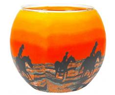 Himmlische Düfte Geschenkartikel GmbH Horses in The Sunrise Windlicht, Glas, bunt, 11x11x9 cm