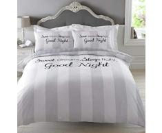 Dreamscene Sweet Dreams Bettbezug Bettwäsche Set mit Kissenbezüge, grau, Double