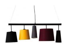 Kare Design Hängeleuchte Parecchi Colore 100, moderne Stofflampenschirme (Schwarz, Gelb, Grau, Dunkelrot, Braun) Pendelleuchte für Esstisch, Design Wohnzimmerlampe (H/B/T) 160x107x30cm