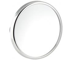 Fackelmann Kosmetikspiegel TECNO, Vergrößerungsspiegel mit 10-fach Vergrößerung, Schminkspiegel mit Saugnäpfen (Farbe: Silber), Menge: 1 Stück