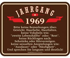 RAHMENLOS Deko Blechschild zum 50. Geburtstag Jahrgang 1969