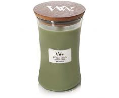 Woodwick Immergrün Sanduhrformige große Duftkerze im Glasgefäß, 609.5 g, Glas, Grün/durchsichtig, 10.5 x 10.3 x 17.5 cm