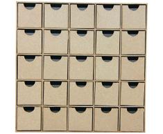Décopatch HD018O kleine Regal mit 25 Schubladen aus Pappmaché, Adventregal, 5 x 25 x 25 cm, zum Verzieren Kartonbraun