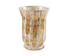 YANKEE CANDLE Gold Wave Mosaic Windlichthalter, Glas, hell bunt, 22.5 x 16 x 16 cm