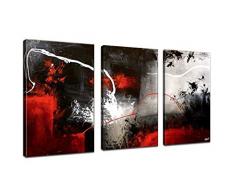 Handbemaltes 3 Stück schwarz weiß rot abstrakt modern Öl Gemälde auf Leinwand Bilder Wandbild für Wohnzimmer Home Decor gerahmt