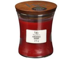 Mittelgroße WoodWick Duftkerze im Sanduhrglas mit knisterndem Docht, Pomegranate, bis zu 60 Stunden Brenndauer