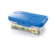 Metaltex 235190075 Lunch und Go Frischhaltedose, Faltbare Lunchbox, Vorratsdose, Silikon, Blau/transparent, 16 x 10 x 27 cm