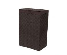 COMPACTOR Rechteckiger Wäschekorb mit Deckel, Mit Transportgriffen, Geflochtene Gurte und Armatur aus Metall, Entnehmbarer Leineneinsatz, Braun, 25 x 38 x 60 cm, RAN6896