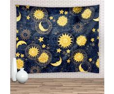 Feierman Fall Wandteppich Goldener Herbstwald Wandbehang Wandteppich für Wohnzimmer Schlafzimmer Heimdekoration (90x71Inches)(230x180cms) Goldblau