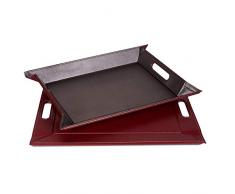 FREEFORM DUO - 2in1 wendbares Tablett & Tischset, anthrazit/burgund, Kunstleder, Maße: 55 x 41 cm