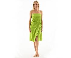aqua-textil Wellness Saunakilt Damen 90 x 150 cm grün Baumwolle Saunasarong Frottee Kilt Langer Schnitt