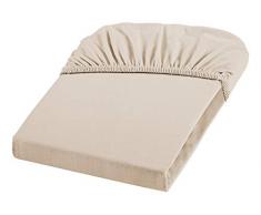 Dream Art 1123 Jersey Stretch Spannbetttuch (97 Prozent Baumwolle, 5 Prozent Elasthan), mit Rumdumgummizug, Ökotex 100, ideal für Matratzen bis 25 cm Höhe, 200 x 200 cm, leinen