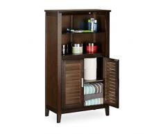 Relaxdays Badezimmerschrank dunkelbraun LAMELL, Badschrank aus Bambus, Telefonschrank, HBT: 92 x 50 x 25,5 cm