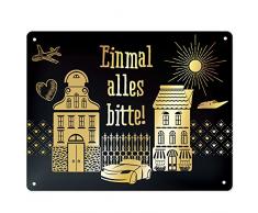 Black Chili 44996 Blechschild Einmal alles bitte, 17 cm x 22 cm, Geschenkartikel