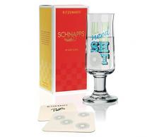 RITZENHOFF Schnapps Schnapsglas von Potts, aus Kristallglas, 40 ml, mit fünf Schnapsdeckeln
