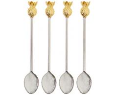 Talking Tables Emporium Kaffeelöffel aus Metall mit Ananasmotiv für Cocktail- und Dinnerpartys, goldfarben (4 Stück)