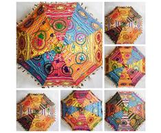 Bazzaree Sonnenschirm im indischen Mandala-Stil, dekorativ verziert mit Stickerei, idealer Sonnenschutz für Damen