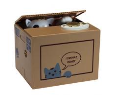 getDigital Katzenspardose Katze in der Box Geschenk für Katzenliebhaber, Plastik, beige, 15 x 12 x 12 cm