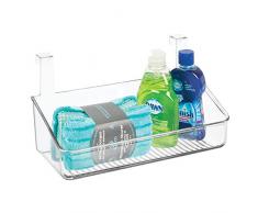 mDesign Einhängeregal für Küche, Bad & Abstellkammer – Hängeregal für die Tür aus Kunststoff – Hängekasten zur Aufbewahrung von Reinigungsmitteln, Shampoo & Co. – durchsichtig