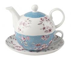 Katie Alice Ditsy Floral Teekanne für eine Person, aus Keramik, – Fassungsvermögen der Teekanne: 450 ml (15 fl oz), Fassungsvermögen der Tasse: 280 ml (9 fl oz)