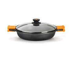 BRA Kochtopf, flach, aluguss, Schwarz, 24 cm