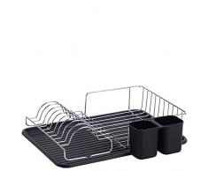 Laroom Abtropfgestell, Metall und Kunststoff, schwarz und Metall