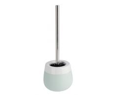 Wenko WC-Garnitur Malta, hochwertiger Toilettenbürstenhalter aus edler Keramik, inklusive Toilettenbürste, Ø 13,6 x 39 cm, mint/weiß