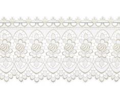 Plauener Spitze by Modespitze, Store Bistro Gardine Scheibengardine mit Stangendurchzug, hochwertige Stickerei, Höhe 32 cm, Breite 144 cm, Creme